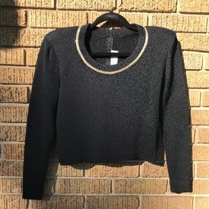 Black St. John Sweater w/ Gold Detail Sz 4